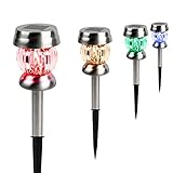 GIGALUMI Color-Changing Solar Lights Outdoor Garden Led Light Landscape / Pathway Lights Stainless Steel-4 Pack