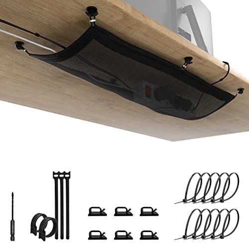 Flexible Cable Network Desk - Cable Management Desk - Cable Duct - Cable Tray - Cable Net Black