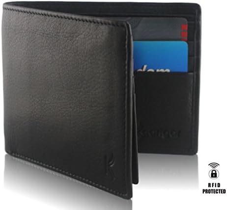 Men’s Genuine Leather RFID Blocking Wallet Slim Bifold, Best ID Theft Protection