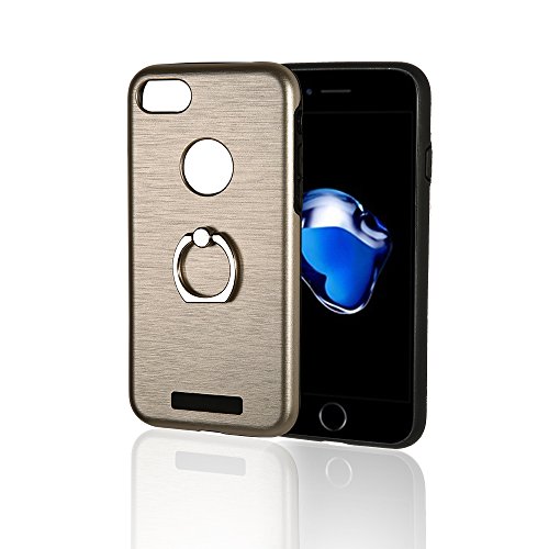 Iphone 7 Case,Bonebit [360 Rotating Metal Ring stand Grip Holder Kickstand][Not Wallet] Defender Armor Shockproof Dual Layer Hard PC Shell and Soft Silicone Case for Apple7 Iphone 7 ZH Gold