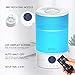 JBTOR Cool Mist Humidifier, 3L Ultrasonic Air Humidifier Essential Oil Diffuser for Large Bedroom, Home Baby with Remote Control, 7 Color Mood Lights, Adjustable Mist Output, Auto Shut Off