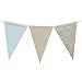 Ling's Moment 15pcs Paper Banner Flags Triangle Flags Banner Vintage Style Pennant Banner for Wedding, Baby Shower, Event & Party Supplies, Photograph Props(Gray+Pastel Blue+Silver Glitter)