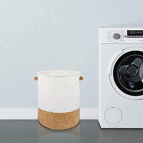 Round Storage Basket Coating Organizer Foldable with Waterproof PE Hamper/Laundry Bin/Toy Collection Organizer Cartoon for Kids Cute Design (Wood color)