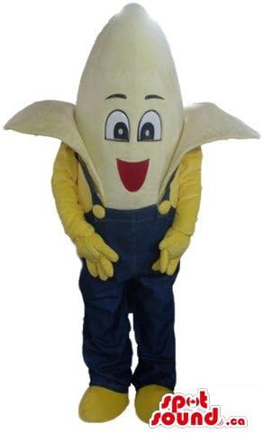 Happy Banana in blue jeans Fruit SpotSound Mascot US costume fancy dress