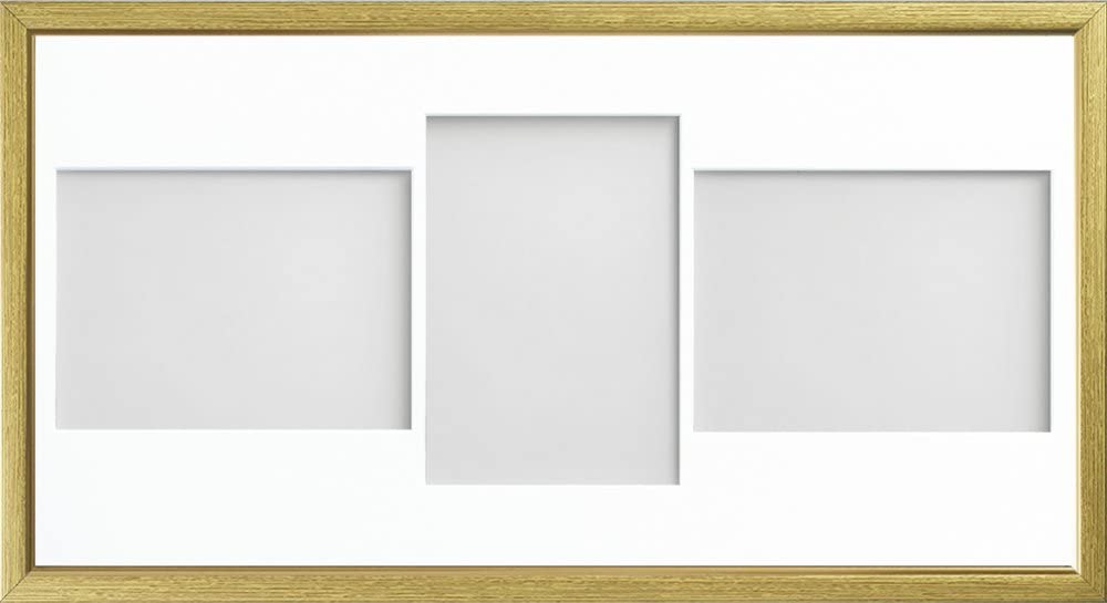 Frame Company Drayton Multi Aperture Photo Frame, Gold with Gold Inset, 20x10 for 7x5 inch (x3 LPL)