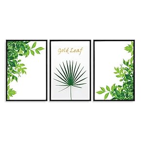 3 Piece Framed Canvas Wall Art for Living Room, Bedroom Green Plants Theme Canvas Prints for Home Decoration Ready to Hang - 16"x24"x3 Panels
