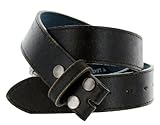 Womens Vintage Look Distressed Leather Strap Belt Snap On (M(33"-35"), Black)