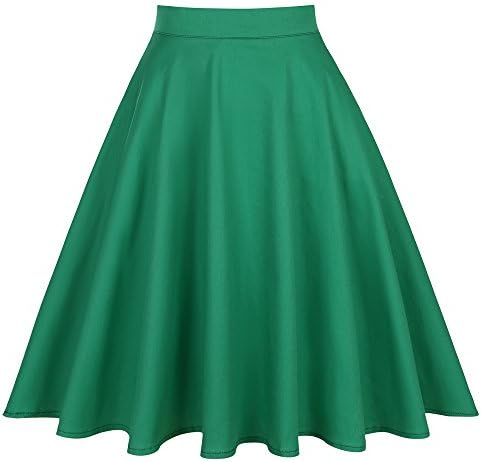 SISHION 2018 Blue Red Black Skirt Women High Waist Plus Size Floral Polka Dots Ladies Summer Skirts Vintage Sexy Skirt VD0020 (M, Solid Green)