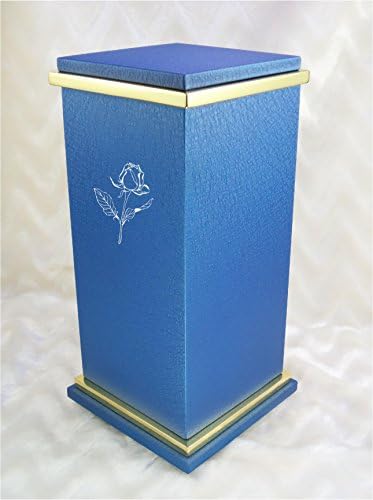 PERSONALIZED Custom Engraved Single Rose Cremation Urn Vault by Amaranthine Urns, made in the USA, Eaton RG Polished Gold (up to 200 lbs living weight) (Slate Grey)