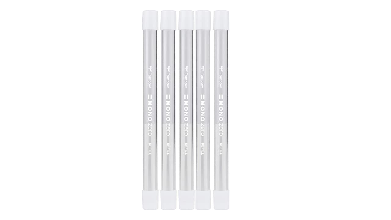 5-Packs Tombow Mono Zero Eraser Refill, Round Tip (57307) 5-Packs,White,2.3mm
