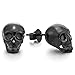 Rock Punk Gothic Small Stainless Steel Black Skull Stud Earrings for Men Women, 2 pcs