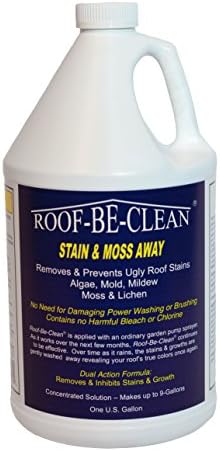 RoofBeClean Liquid Roof Cleaner for Removing Ugly Roof Stains from Moss, Lichen, Algae, Fungus, and Mildew (2 Gallons) Made in the USA