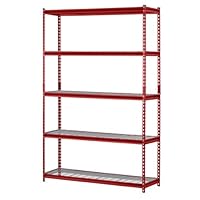 Muscle Rack UR184872-R 5-Shelf Steel Shelving Unit, 48" Width x 72" Height x 18" Length, Red