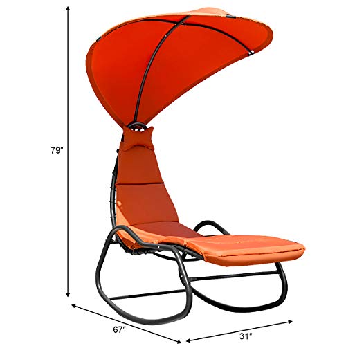 Giantex Chaise Lounge Swing Chair, Outdoor Hammock with Stand and