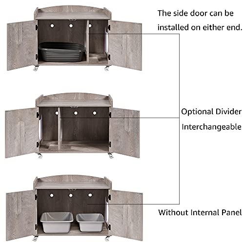 beeNbarks Cat Litter Box Enclosure with Wheels, Cat Washroom Storage