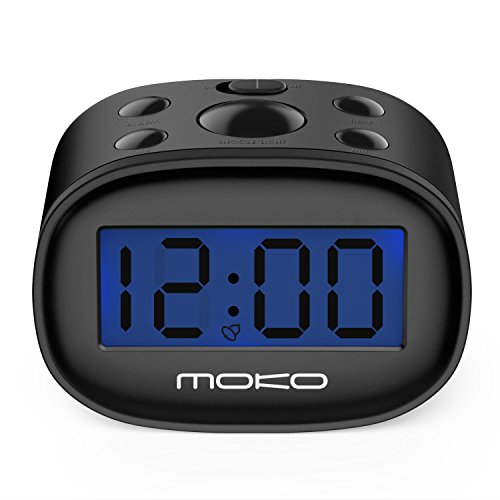 UPC 736313029536, MoKo Digital Alarm Clock, High Accuracy Mini LCD Display Kids Clock Night Light Travel Bedside Alarm Clocks with Snooze Time Backlight Electronic Home Office Table Clock - BLACK