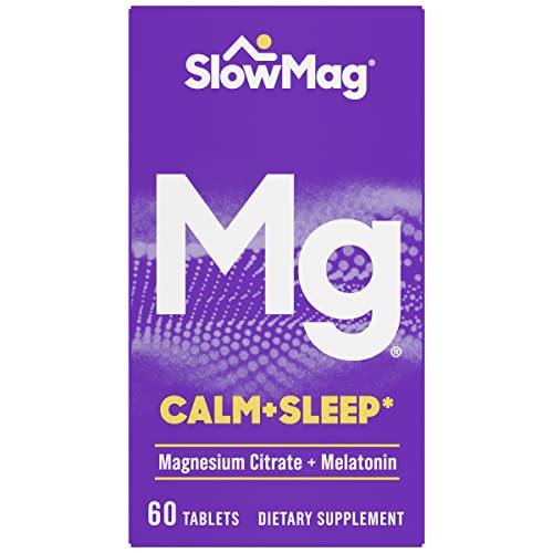 SlowMag MG Calm + Sleep Magnesium Citrate with Melatonin Supplement