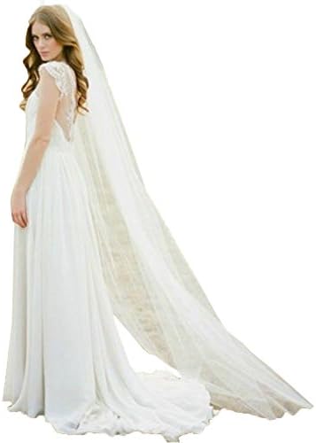 JQLD 2M One Layer Wedding Veil with Comb 1 Tier Long Tulle Simple Bridal Veils (200cm150cm, Ivory)
