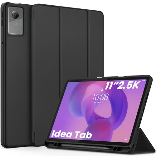 EasyAcc Custodia Cover Compatibile con Lenovo Idea Tab 11 Pollici Tablet 2025 con portapenne TB-336ZU TB-336FU, Ultra Sottile con Funzione Stand Slim PU Pelle Protettiva (Nero)