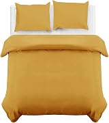 MOONLIGHT20015 King Duvet Cover Set Ochre Solid Microfiber 2 Pillowcases view 2