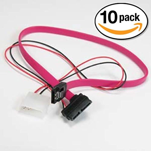 Otimo (10 Pack) SATA 7-Pin to SATA 7+6-Pin Hard Disk Cable 16"