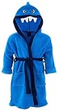 American Hero Little Boys' Blue Land Shark Hooded Bathrobe