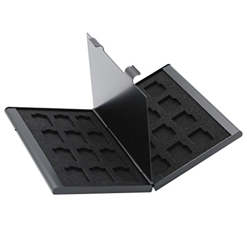 Foto&Tech BLACK Aluminum Memory Card Carrying Case 24 Slots for Micro SDHC Card Lexar SanDIsk Kingston Sony Samsung