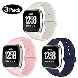 Kmasic Sport Band Compatible Versa/Versa Lite Edition 3 Pack, Soft Silicone Strap Replacement Wristband Compatible Versa Smart Fitness Watch, Large Small