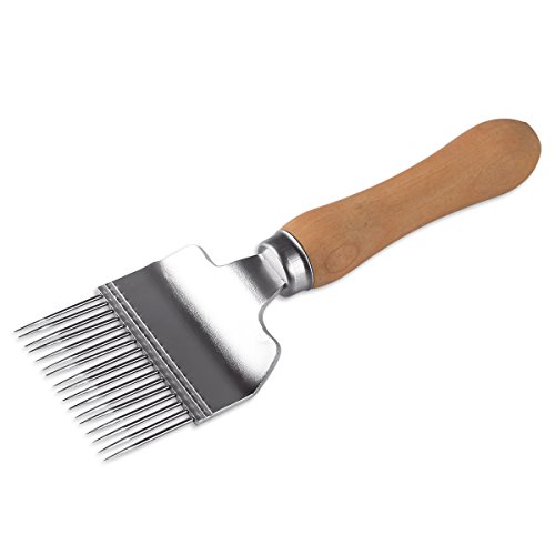 UMLIFE Uncapping Fork, Honey Bee Stainless Steel Tine Uncapping Scraper with Wooden Handle for Beekeeping Extracting Hive Hand Tool