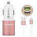 Meagoes Quick Charge 2.0 Rapid USB Car Charger(30W/4.8A) with 1-Pack 3.3ft Micro USB Cable for Samsung Galaxy S7/Edge/S6+/S6/S5/Note 5/4, Sony Xperia Z5/Z4, Moto X, Nexus 6, LG V10/G4 [Rose Gold]