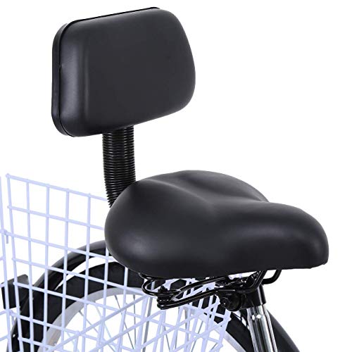 Iglobalbuy Black 7 Speed Three Wheel Adult Tricycle Trike 26" W/Large Size Basket