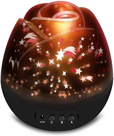 ANTEQI Star Lighting Lamp 4 LED Bead 360 Degree Romantic Room Rotating Cosmos Star Projector with 59 Inch USB Cable, Light Lamp Starry Moon Sky Night Projector Kid Bedroom Lamp (Rose Black)