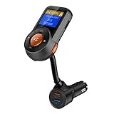 Yurchuke Bluetooth FM Transmitter, 2018 New Version Auto-Scan Wireless Radio Adapter Handsfree Calling Car Kit with 1.4 Display,Bluetooth 4.2,QC3.0+Smart 2.4A Dual USB Charging Ports