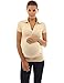 PattyBoutik Mama Collar Short Sleeve Maternity Polo Shirt (Deep Champagne M)