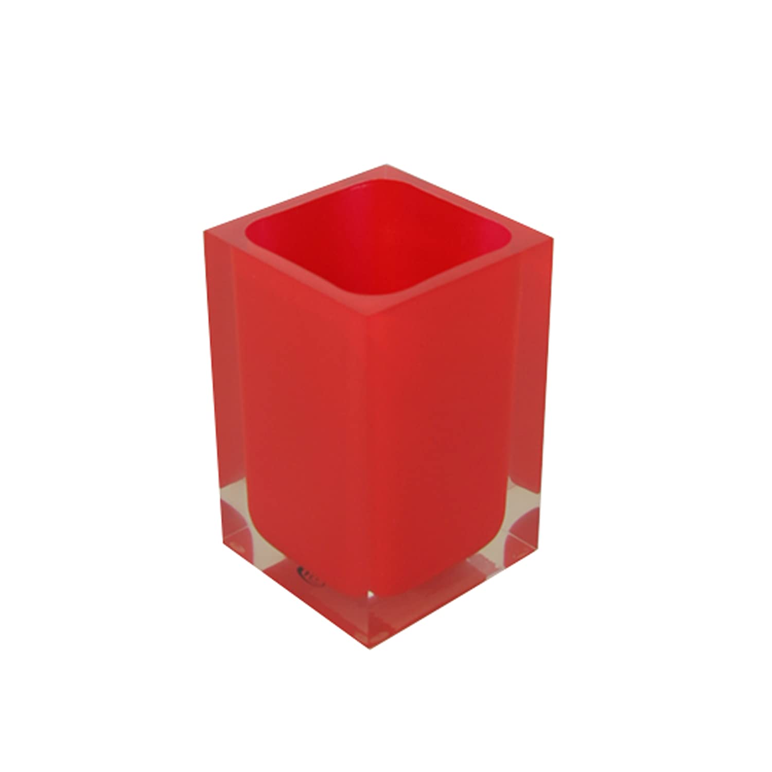 Gedy Auckland Red Bathroom Toothbrush Holder, Dimensions and Weight: 11 x 7.2 x 7.2 cm & 0.25 kg, Transparent Resin Toothbrush Holder, R&D Design, Handmade, 2 Year Warranty