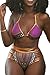 Sundray Pink African Tribal Printed 2PCS Bikini Sets Metallic Cutout Beachwear for Women S
