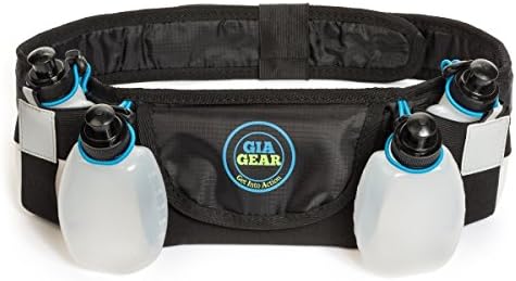 Hydration Running Belt with 2 BPA Free Water Bottles - 6.5" Pouch Fits Most Smartphones, BONUS: 2 Free Water Bottles By GIA Gear (Blue)