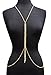 Gold Tone Womens Adjustable Size Crystal Dangling Accent Simple Body Chain Necklace Jewelry IBD1039G