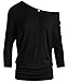 Simlu Dolman 3/4 Sleeve Drape Round Neck Top With Banded Waist - Made In USA, Black, XX-Large