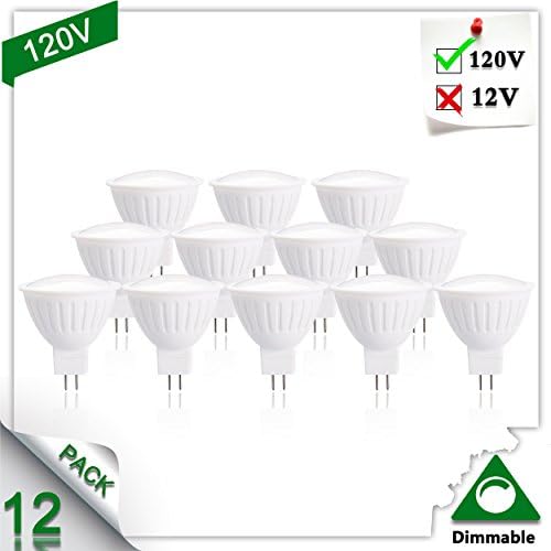 MR16 LED Bulbs, 120V 5W 500lm, 50W Halogen Bulbs Equivalent, 2700K Warm White, 120° Beam Angle Dimmable MR16 GU5.3 LED Light Bulb, Perfect Standard Size, Recessed Lighting, Track Lighting Pack of 12