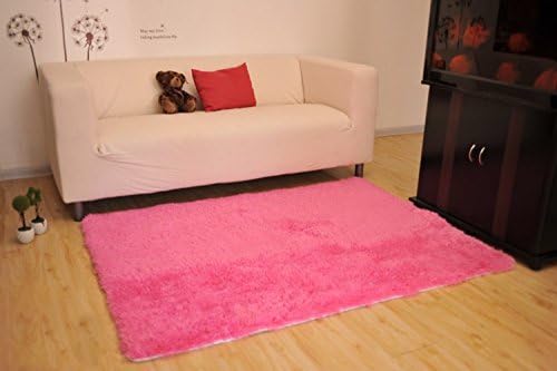 Kid Rugs, CWKTITI Modern Super Soft Kid Living Room Rugs Decorative Shaggy Floor Carpets for Kids Rooms, 2.6 Feet X 4 Feet, Hot pink