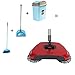 SHINENGkeji 3 in 1 Household Lazy Automatic Hand Push Sweeper Broom 360 Degree Rotating Cleaning Machine Sweeping Tool Without Electricity Dustpan Trash Bin (Red)