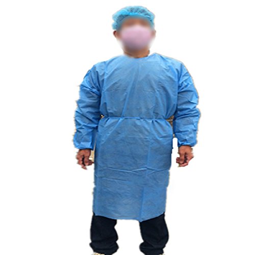 Tinsay Universal Size Blue Disposable Isolation Gowns Disposable Clean Medical Laboratory Isolation Cover Gown Surgical Clothes Pack of 10