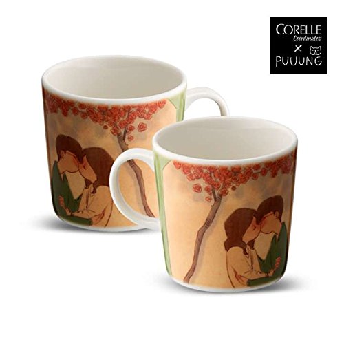 CORELLE Coordinates X PUUUNG LOVE Mug Coffee Cup 13.5 oz 2p illustration artistic Mug Cup, Love is Grafolio