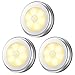 AMIR Upgraded 3.15” Motion Sensor Light, 3 Pack Battery-Powered LED Night Light, Closet Lights Stair Lights, Puck Lights, Safe Lights for Hallway, Bathroom, Bedroom, Kitchen (Silver - Warm White)