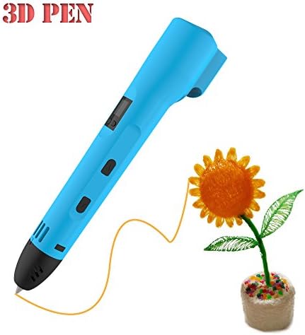 Looein Newest 3D Printing Pen With LED Screen Adjustable Feed Speed ,Portable 3D Doodler Drawing Pen Is Compatible With Both ABS&amp;PLA filament Support Power Bank Perfect Gift For Kids&amp;Adult -Blue