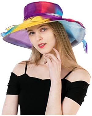 Women's Organza Wide Brim Church Tea Party Kentucky Derby Hat