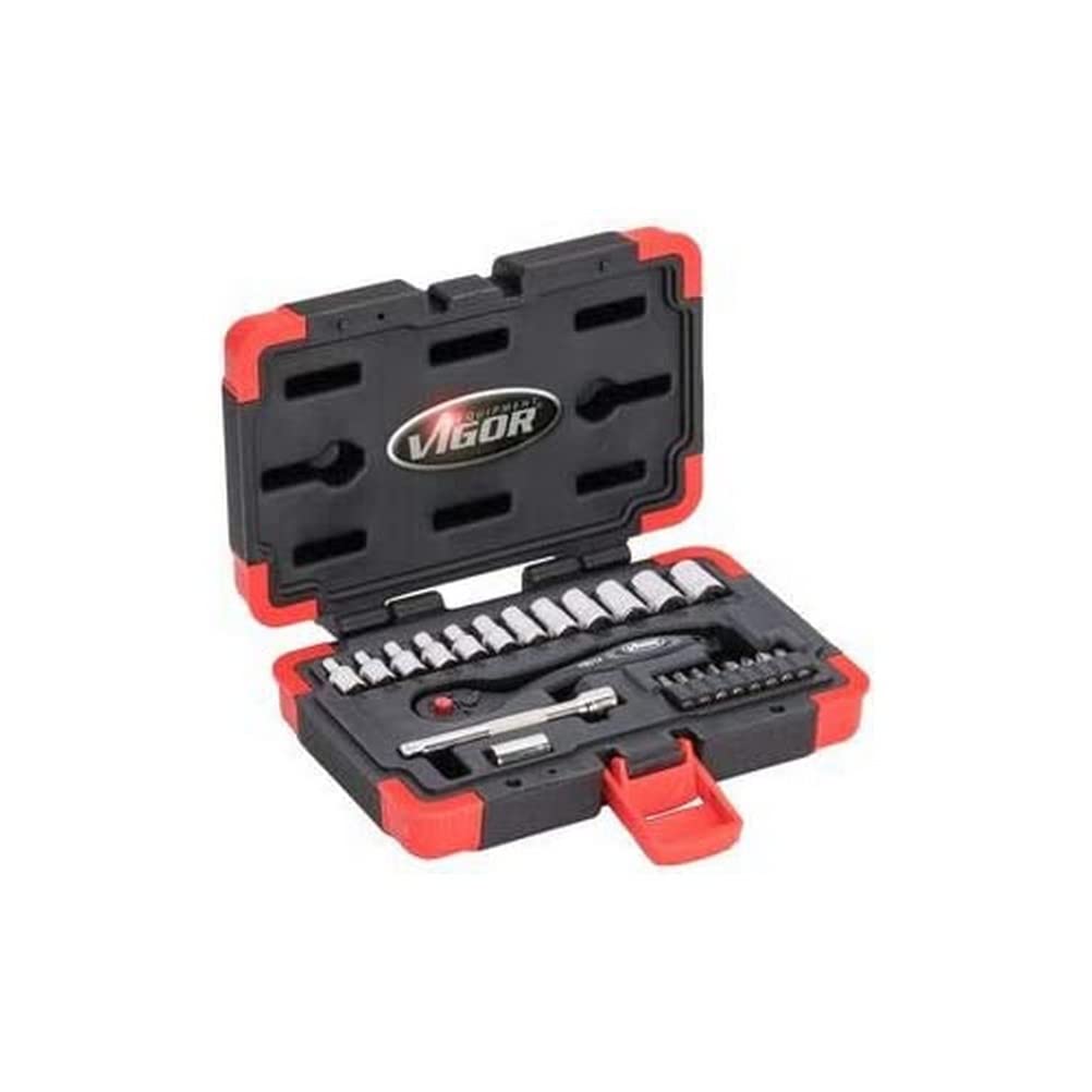 Vigor V3734N Socket Spanner Set 1/4 Inch