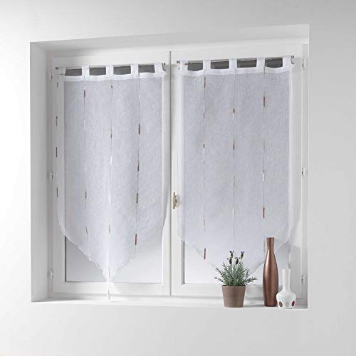 Douceur dInterieur Pair of Pom Poms with Tabs, 2 x 90 x 90 cm, Voile, Sand, Threads, Chenille, Natural