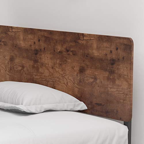 Amolife Industrial Queen Bed Frame with Wood Headboard/Heavy Duty
